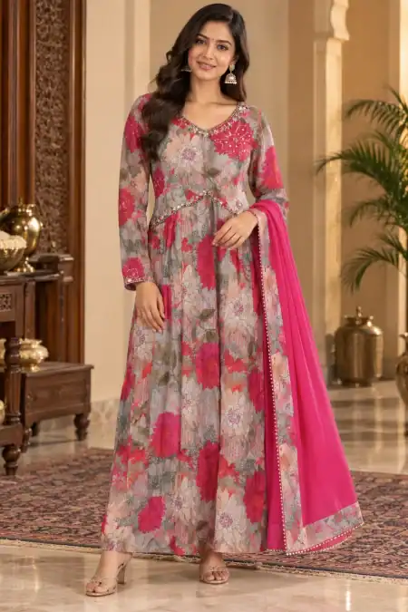 Blush Floral Bloom Anarkali Suit