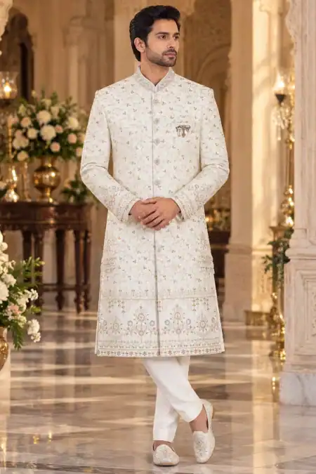 Ivory Floral Heritage Jodhpuri Suit with Brocade