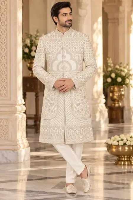 Ivory Heritage Jodhpuri Suit with Intricate Embroidery