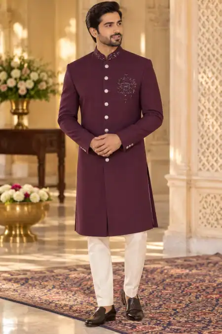 Royal Wine Maroon Jodhpuri Suit with Embroidered