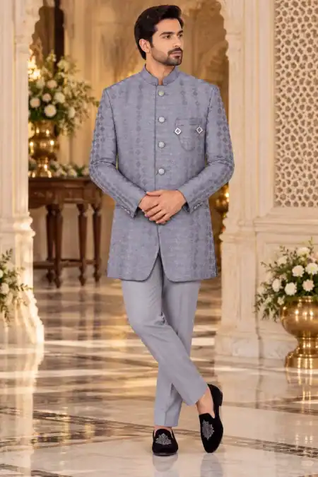 Silver Mist Textured Jodhpuri